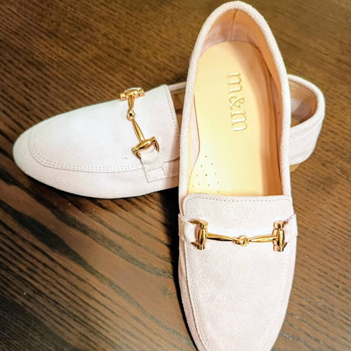 M&M leather women's moccasins size 37, beige