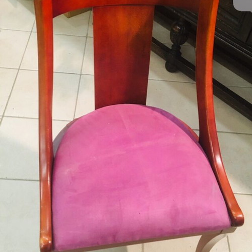 Varagkis Chair 1991 like new, beech wood, suede seat by Designers Guild