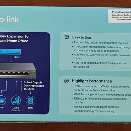 TP-LINK 8-Port Gigabit Ethernet Switch TL-SG108