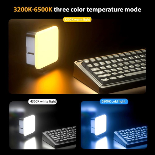RGB LED Video Light pocket clip-on with adjustable angle and rechargeable battery