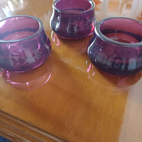 Set of three purple IKEA tealight holders like new