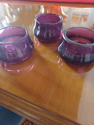 Set of three purple IKEA tealight holders like new
