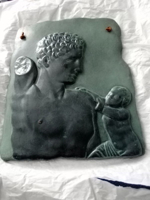 Frames with mythological scenes like new, Hermes and Dionysus, Daedalus and Icarus