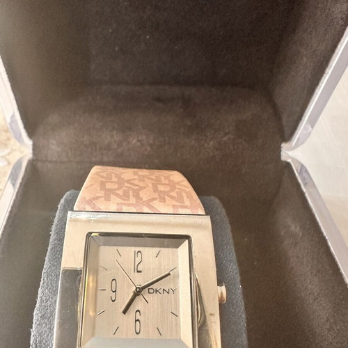 DKNY women's wristwatch, pink and silver