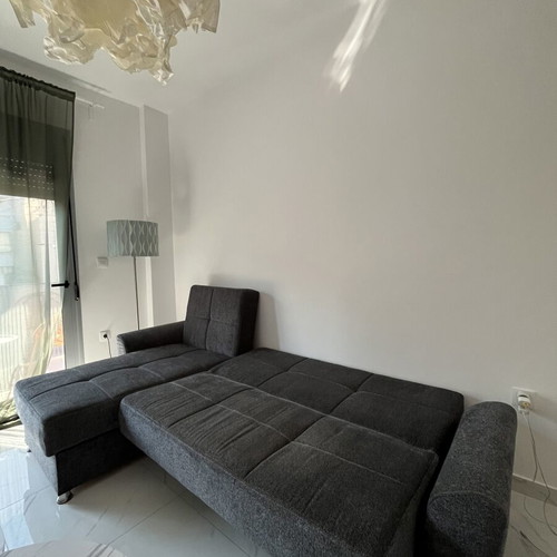 Corner sofa bed used with storage, dark gray, 264x140 cm