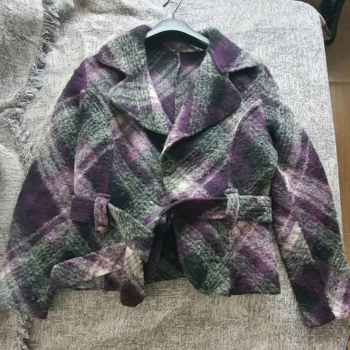Italian wool coat like new, gray and purple, size S/M
