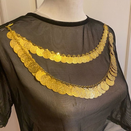 Traditional two-row chest jewelry new, gold-colored