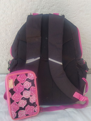 Barbie backpack used with pencil case and keychain wallet