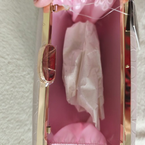 Women's bag with detachable chain, new, pink and gold