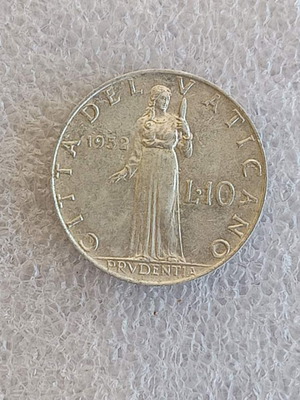 Κέρμα Βατικανό 10 lire 1952 μεταχειρισμένο, αλουμίνιο