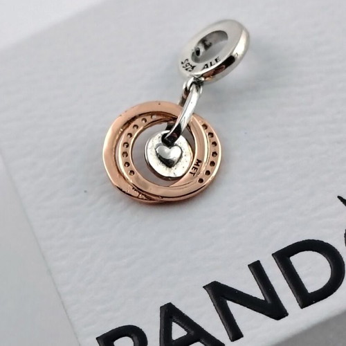 Pandora Family Circles Dangle Charm S925 ALE Rose Gold and Silver