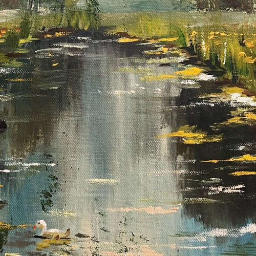Vintage oil paintings set of 2, like new, winter and spring landscapes
