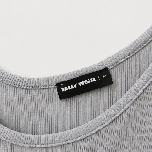 Grey Ribbed Crop Top Tally Weijl Size M Like New