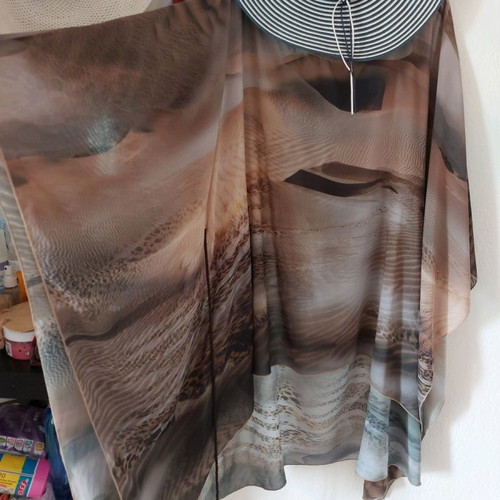 Kaftan blouse olive 2XL/3XL used, airy with batwing sleeves