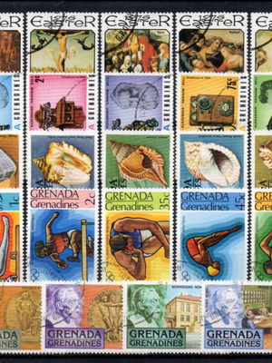 Grenada stamps used, five thematic complete sets