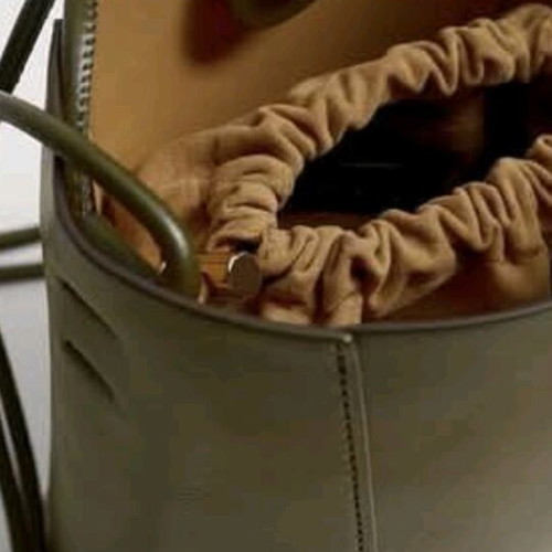 Mango Staford leather shoulder bag khaki new