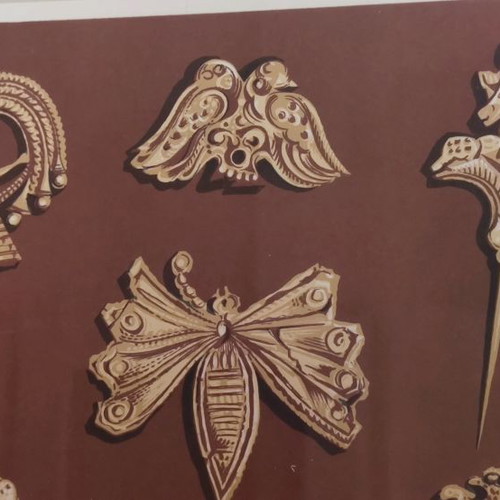Mycenaean colored prints used from frescoes and golden grave goods