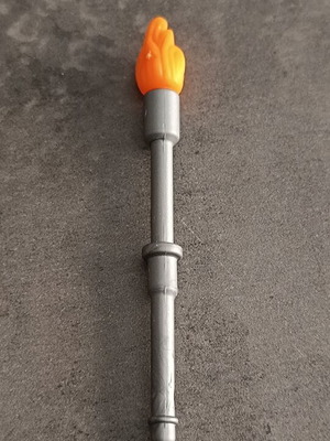 Playmobil grey torch with flame