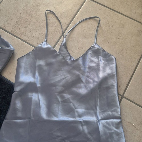 Primark satin pajama set new, gray and blue