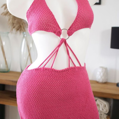 Pink Miami style beach dress new by A-Style