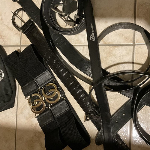 Set of 9 belts with new Polo Star waist bag and scarf, like new