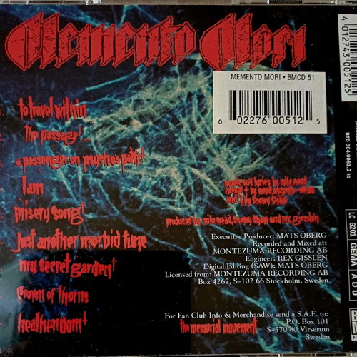 Memento Mori Life, Death and Other Morbid Tales CD