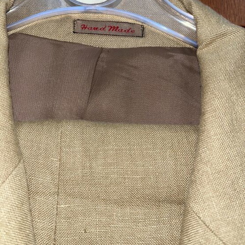 Linen suit like new, mustard color