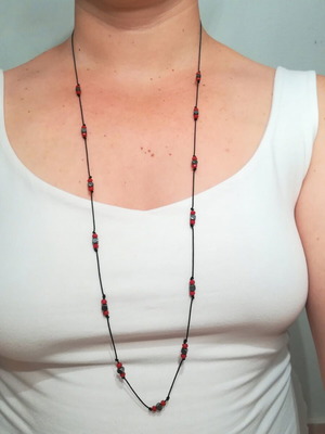 Handmade necklace with hematite stones and adjustable black cord