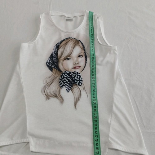 Mayoral kids set blouse with back transparency and H&M denim skirt 7-8 years like new
