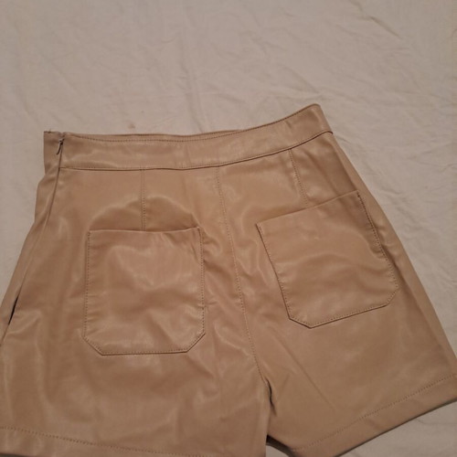 Zara leather skirt-shorts new, beige, size XS