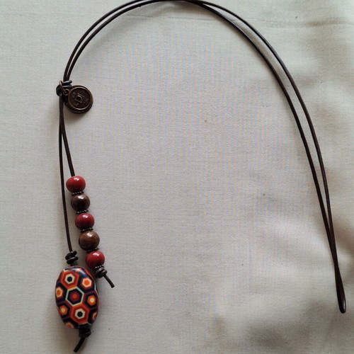 Minimal Boho Necklace Set with Leather Cord, like new