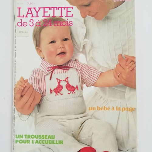 Mon tricot magazine used with baby knitting patterns, French