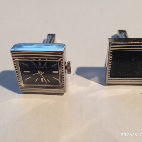 FOSKA Swiss vintage cufflinks used, 1960s watch design