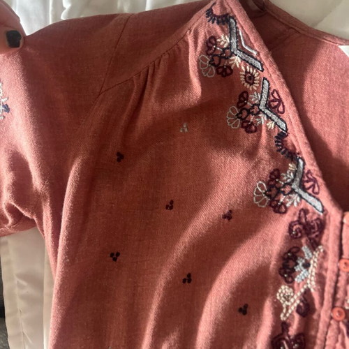 Zara long pink embroidered dress new