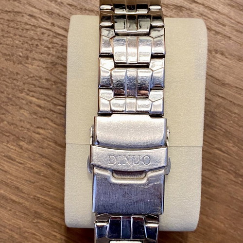 Dinuo Chronometer men's watch used, silver metal bracelet, sport design