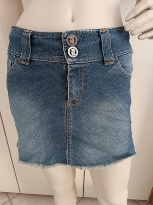 Zara denim mini skirt with back design XS like new, blue