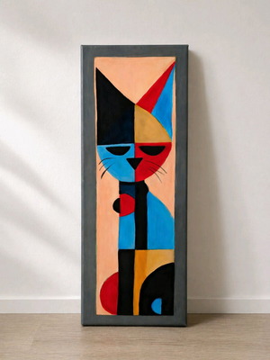 Cat painting new with modern geometric design