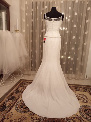 Wedding dress white bust mermaid skirt with rhinestones and sequins Pierre Cardin new