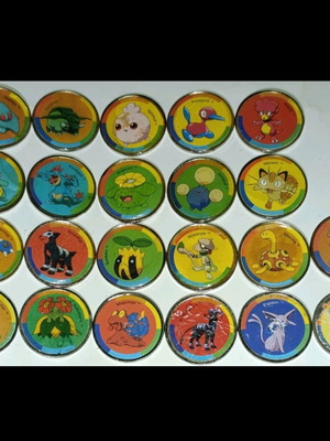 Μεταλλικές τάπες Pokémon μεταχειρισμένες, στιλ κέρματα