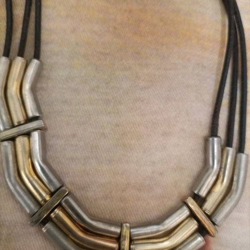 Old steel necklace with leather used