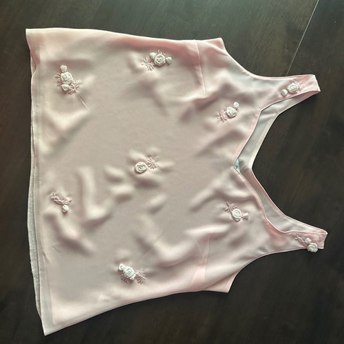Women's pink organza blouse M with lining, floral decoration