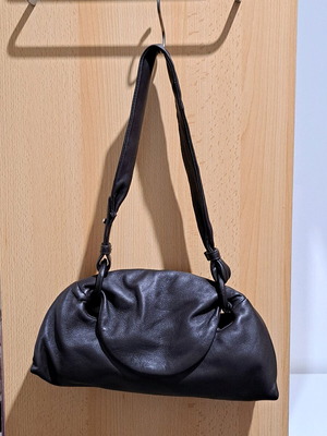 Zara Leather Shoulder Bag Dark Brown New