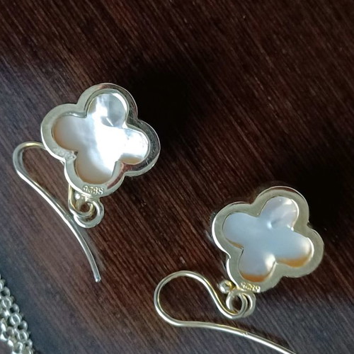 Loisir silver earrings new, gold-plated with pearl stones
