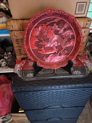 Китайска декоративна чиния лилава като нова