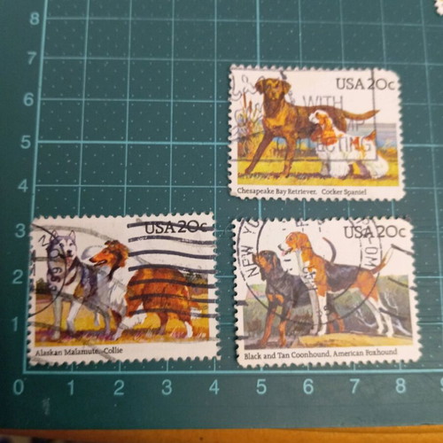 United States stamps 1984 with American dog breeds like new