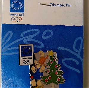2 Συλλεκτικές καρφίτσες, "Φοίβος & Αθηνά-Χριστούγεννα" Ολυμπιακοί Αγώνες, Αθήνα 2004.