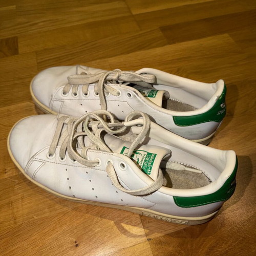 Adidas Stan Smith used white sneakers with green details size 41 missing insoles