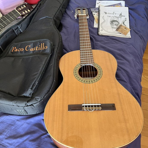 Paco Castillo 201 and Segovia classical guitars used with case and book