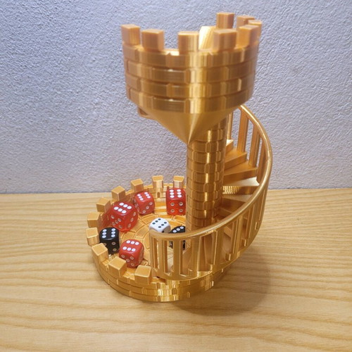 Dice Tower Castle Stairs Premium Gold new