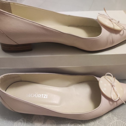 Mourtzi leather women's low-heeled pointed ballerinas size 37 like new, pink